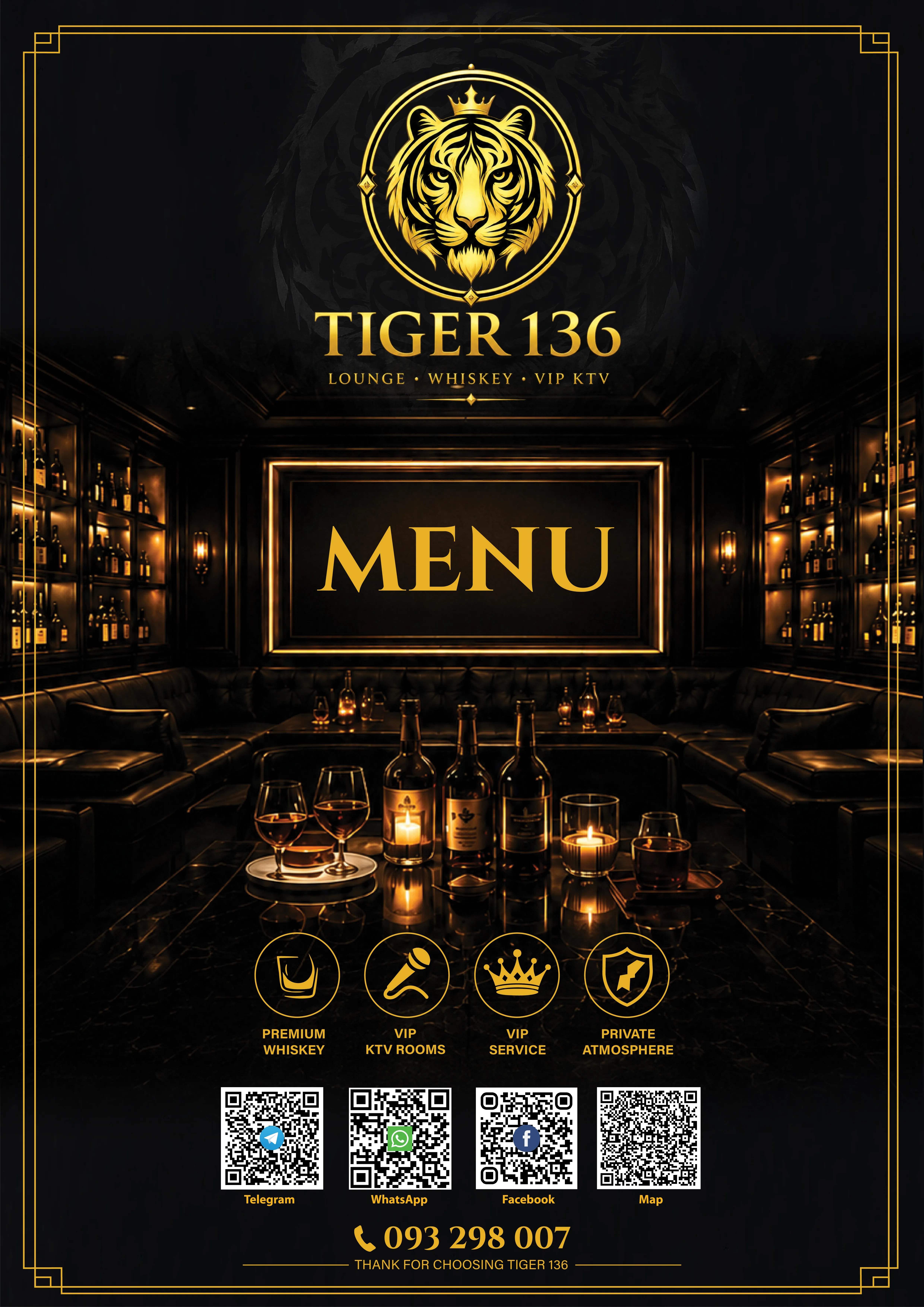 Tiger Bar 136 menu cover